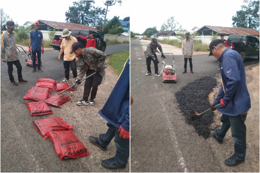 ซ่อมแซมถนนลาดยาง บริเวณ บ้านศรีหลักชัย หมู่ที่ 7