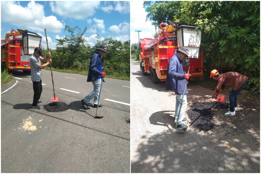 ซ่อมแซมถนนลาดยาง บริเวณ บ้านหนองขุ่น หมู่ที่ 1 และ บ้านสร้างแป้น หมู่ที่ 8